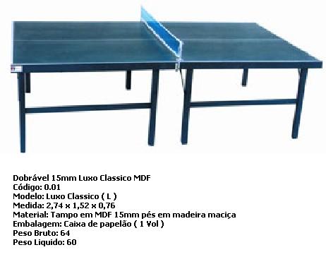 Tênis De Mesa Oficial Ping Pong MDF 15mm Luxo Procópio - Azul